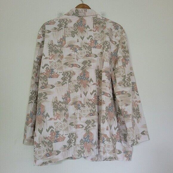 Vtg Aztec Southwestern Blazer Womens 20 XXL Lightweight Bohemian Pastel Earthy - Picture 6 of 11